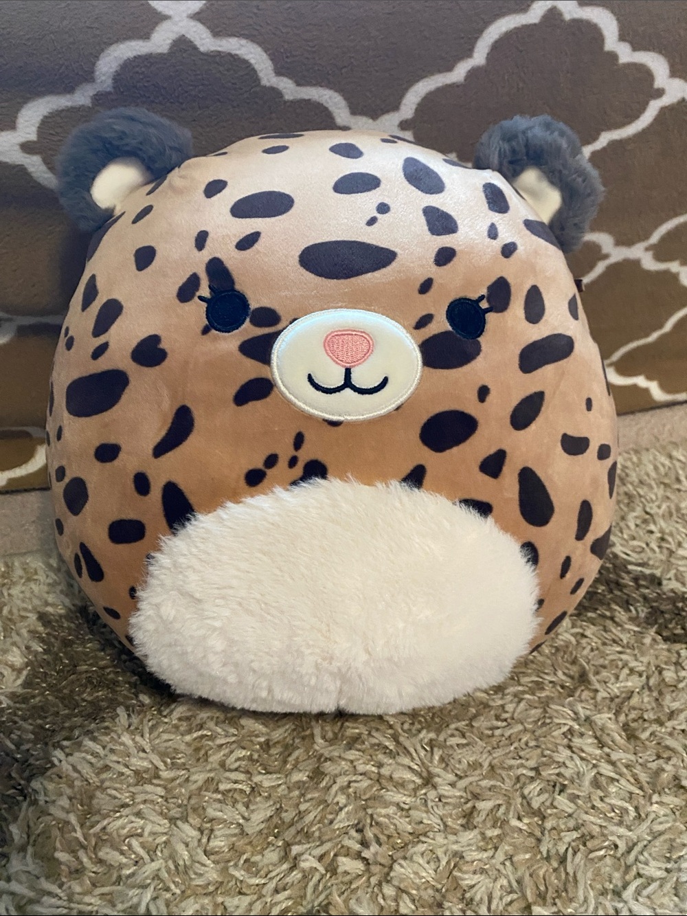 Squishmallows Kei the Cheetah Print Plush Pillow - Tan, Cream, Black
